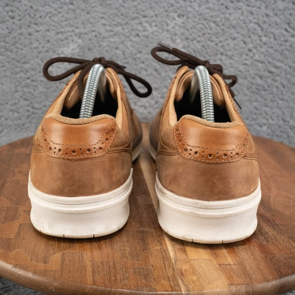 25-8460 MEN'S SHOES 9 M TAN  LEATHER LACE UP GOLF JOHNSTON & MURPHY